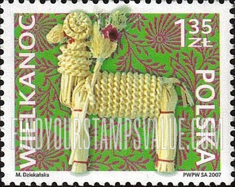 FindYourStampsValue: Easter: Folk art - Lamb made of straw