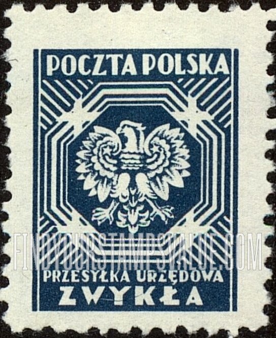 FindYourStampsValue: OFFICIAL - Polish Eagle: Zwykla Type of 1945, 2nd Redrawing