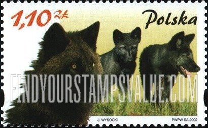 FindYourStampsValue: Mammals and Their Young: Wolf (red denomination)