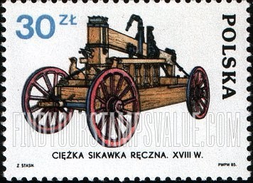 FindYourStampsValue: Classic and Contemporary Fire Engines: Hand pump, 18th centennial