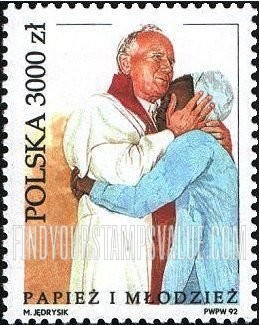 FindYourStampsValue: Pope John Paul II embracing person