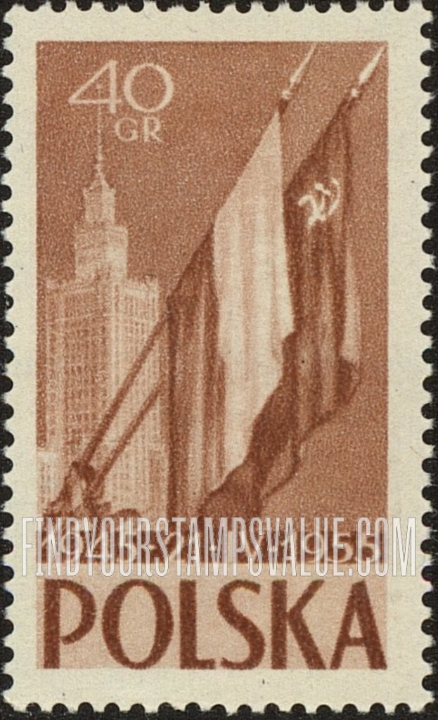 FindYourStampsValue: Palace of Culture and Flags of Poland and USSR