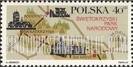 FindYourStampsValue: Tourist map of Swietokrzyski National Park