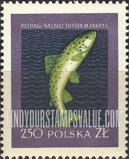 FindYourStampsValue: Fishes: Trout, vertical