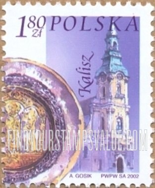 FindYourStampsValue: City Landmarks Type of 2002: Roman paten, St. Joseph’s Sanctuary, Kalisz