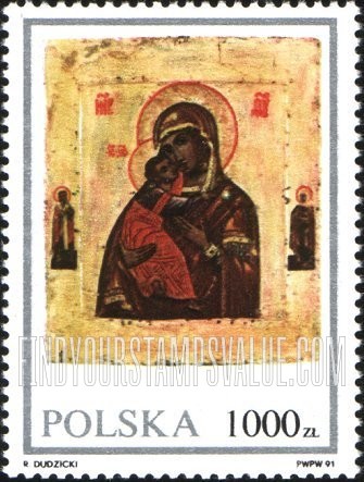 FindYourStampsValue: Polish Icons: Various paintings of Madonna and Child