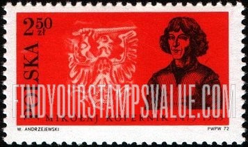 FindYourStampsValue: Portraits of Copernicus by Jeremiah Falck, 1645, and coat of arms of King of Prussia, 1520