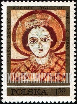 FindYourStampsValue: Frescoes from Faras Cathedral, Nubia, 8th-12th centuries: Archangel Michael (diff. frescoes)
