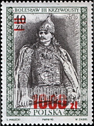 FindYourStampsValue: Boleslaw III Krzywousty: Royalty Type of 1986 Surcharged in Red