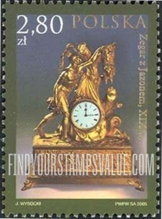 FindYourStampsValue: Items in the Wilanow Museum: Decorative clock, 19th centennial