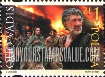 FindYourStampsValue: Premiere of Movie “Quo Vadis,” Directed by Jerzy Kawalerowicz: Chilon Chilonides, fire in Rome (white and yellow inscriptions)
