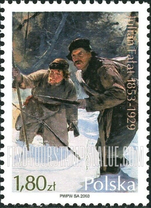 FindYourStampsValue: Paintings of Julian Falat (1853-1929): Spearsmen, vertical