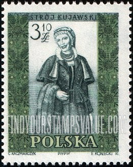 FindYourStampsValue: Regional Costumes: Woman from Kujawy
