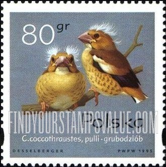 FindYourStampsValue: Songbird Chicks: Coccothraustes