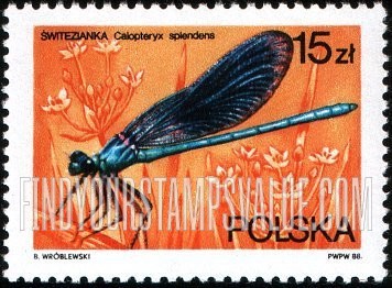 FindYourStampsValue: Dragonflies: Calopteryx splendens
