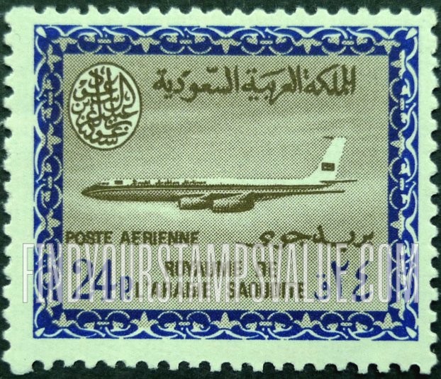 FindYourStampsValue: AIR POST: Saudi Airline Boeing 720-B Jet - البريد الجوّي: طائرة بوينغ 720 التّابعة للخطوط الجويّة السعودية