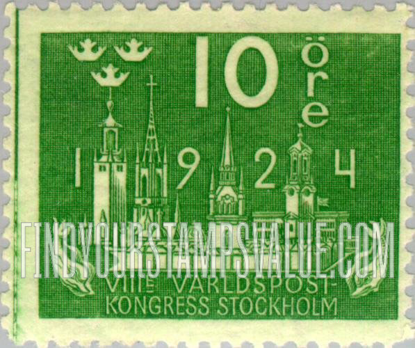 FindYourStampsValue: Universal Postal Union Congress: Composite View of Stockholm’s Skyline