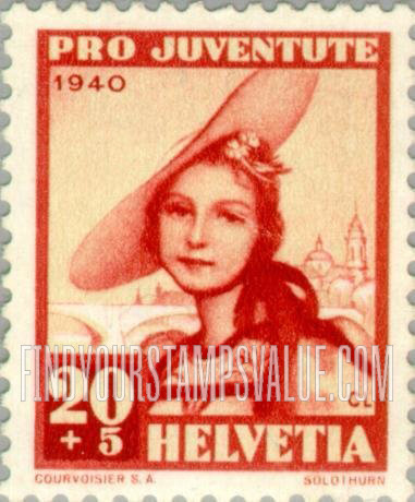FindYourStampsValue: Semi-Postal: Girl of Solothurn