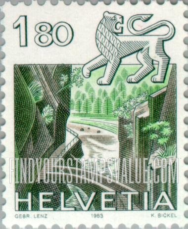 FindYourStampsValue: Federal Administration: Leo, Areuse Gorge, Neuchatel
