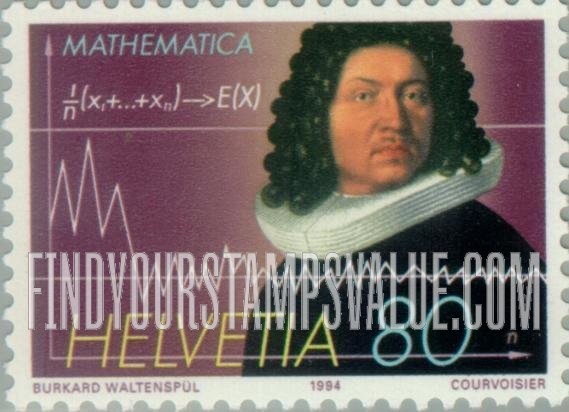 FindYourStampsValue: Federal Administration: Jakob Bernoulli (1654-1705), Mathematician