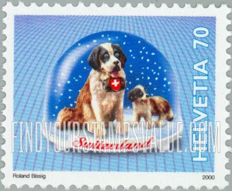 FindYourStampsValue: Federal Administration, Swiss Souvenirs, Souvenirs in snow domes: Saint Bernard dog