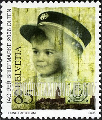 FindYourStampsValue: Federal Administration: Town of Olten, Boy Wearing Train Conductor’s Hat