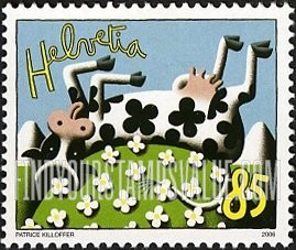FindYourStampsValue: Federal Administration, Caricatures of Cows by Patrice Killoffer: Cow on back