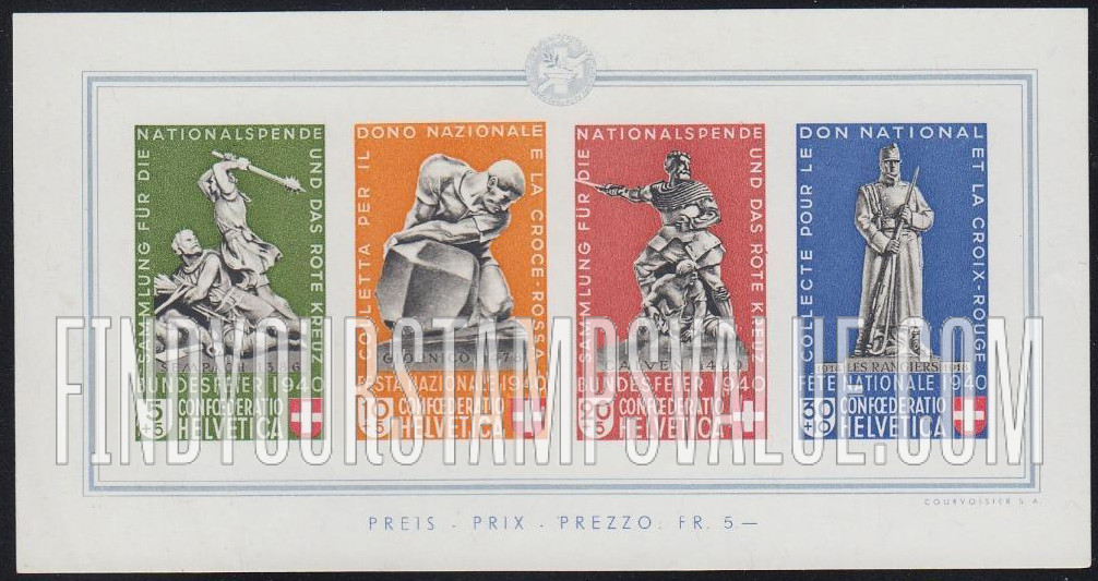 FindYourStampsValue: Semi-Postal: Sempach, 1386, Giornico, 1478, Calven, 1499, WWI Ranger