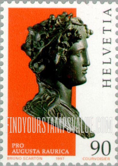 FindYourStampsValue: Federal Administration, Gallo-Roman Art, Archaeological finds: Bronze bust of Bacchus