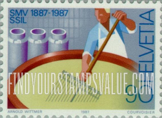 FindYourStampsValue: Federal Administration, Swiss Dairy Associate, Centenary: Cheesemaker