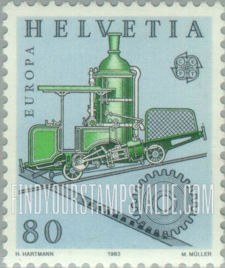 FindYourStampsValue: Federal Administration, Europa 1983: Cog railway, 1871