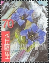 FindYourStampsValue: Federal Administration, Trilateral Stamp Exhibition, Ticino: Gentian