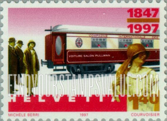 FindYourStampsValue: Federal Administration, Swiss Railways, 150th Anniversary: Pullman coach, 1920’s-30’s