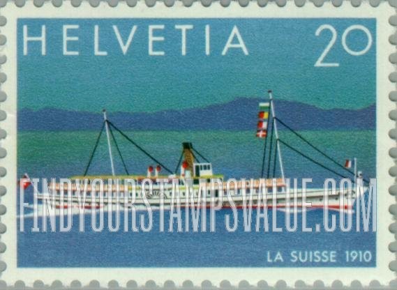 FindYourStampsValue: Federal Administration, Steamers on Swiss Lakes: La Suisse, 1910