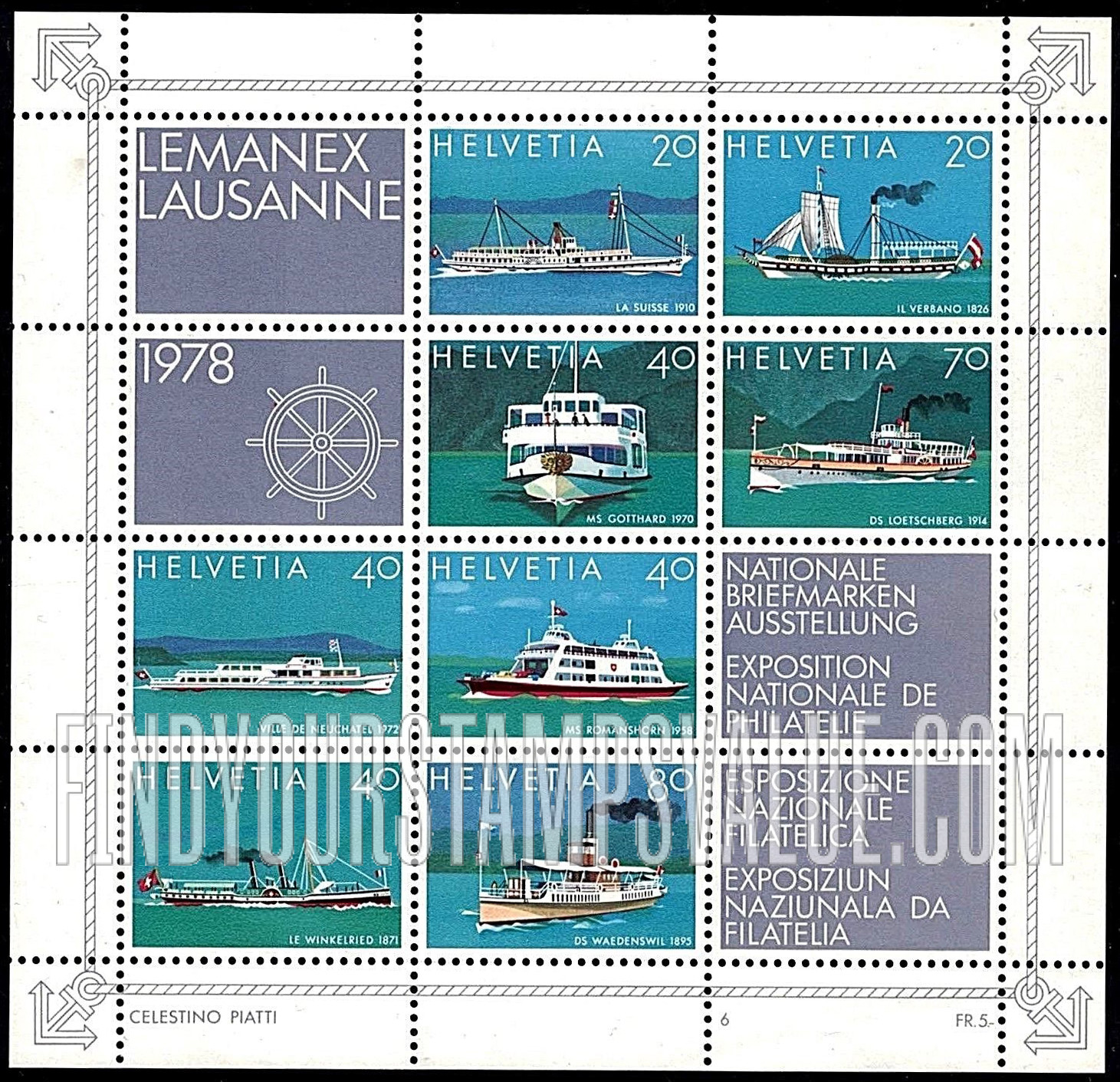 FindYourStampsValue: Federal Administration: Steamers on Swiss Lakes