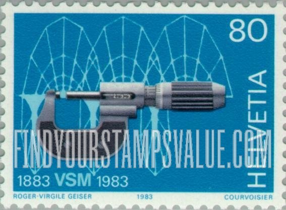 FindYourStampsValue: Federal Administration, Machine Manufacturers’ Association Centenary: Micrometer, cycloidal computer pattern