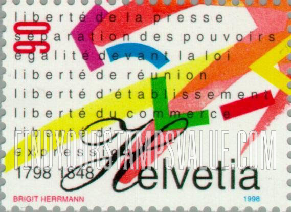 FindYourStampsValue: Federal Administration, Confederation, 150th Anniversary and Helvetic Republic, Bicentenary: French