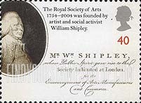 FindYourStampsValue: Great Britain (United Kingdom): Royal Society of Arts, 250th Anniversary - William Shipley, Society Founder
