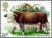 FindYourStampsValue: Great Britain (United Kingdom): National Cattle Breeders' Association - Hereford Bull