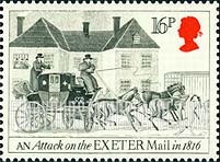 FindYourStampsValue: Great Britain (United Kingdom): Bath-Bristol-London Mail Coach Bicentenary - Exeter, 1816