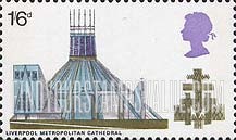 FindYourStampsValue: Great Britain (United Kingdom): British Cathedrals - Liverpool Metropolitan Cathedral