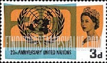 FindYourStampsValue: Great Britain (United Kingdom): 20th Anniversary of the UN and ICY - UN Emblem