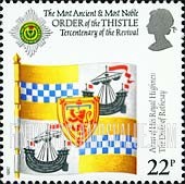 FindYourStampsValue: Great Britain (United Kingdom): Order of the Thistle, Scotland, 300th Anniversary of Revival - Duke of Rothesay, bestowed on Prince Charles in 1974