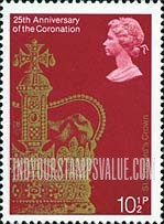 FindYourStampsValue: Great Britain (United Kingdom): 25th Anniversary of Coronation of Elizabeth II - St. Edward's Crown
