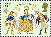 FindYourStampsValue: Great Britain (United Kingdom): Folklore - Morris Dancers, 16th Century Window, Shropshire