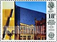 FindYourStampsValue: Great Britain (United Kingdom): Europa, Modern Architecture - Willis Faber & Dumas Building, Ipswich, designed by Norman Foster