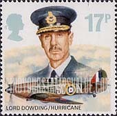 FindYourStampsValue: Great Britain (United Kingdom): Royal Air Force Commanders and Aircraft - Lord Dowding, Hurricane