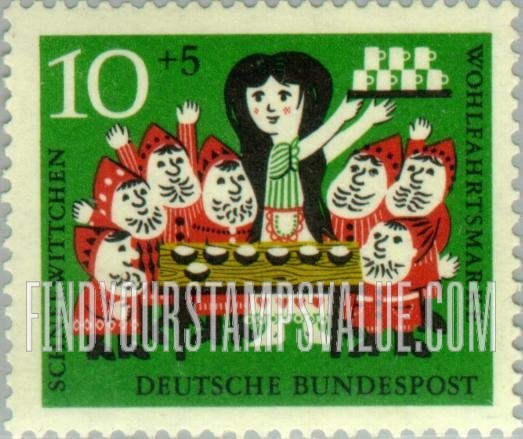 FindYourStampsValue: SEMI-POSTAL - Scenes from Snow White (Schnee-wittchen): Fairy Tale Type of 1960