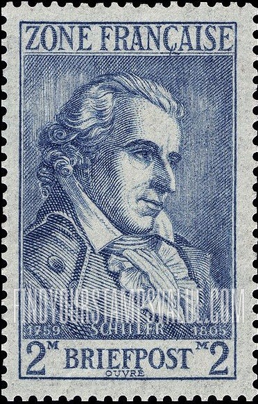 FindYourStampsValue: ISSUED UNDER FRENCH OCCUPATION - Friedrich von Schiller