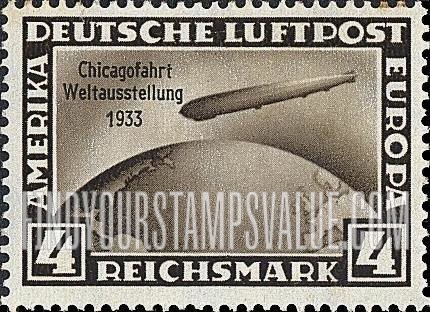 FindYourStampsValue: AIR POST - “Graf Zeppelin” Crossing Ocean: Overprinted